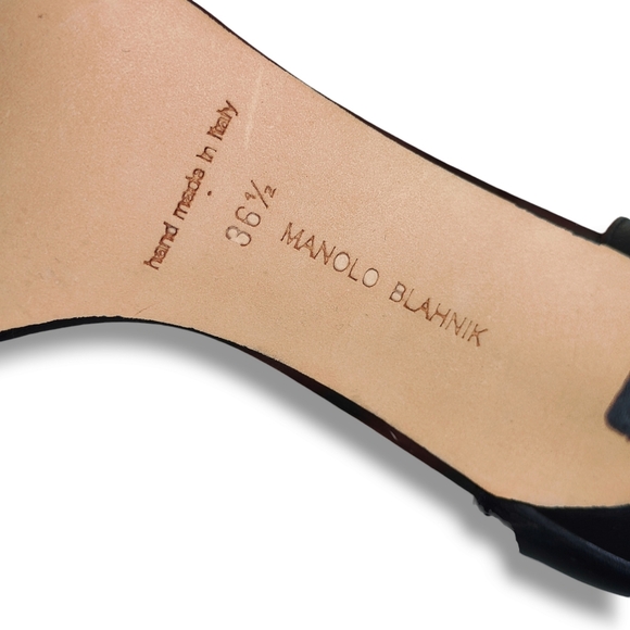 Manolo Blahnik Willis Chaos Double Strap Black Sandals Heels Size 36.5 - Picture 6 of 7